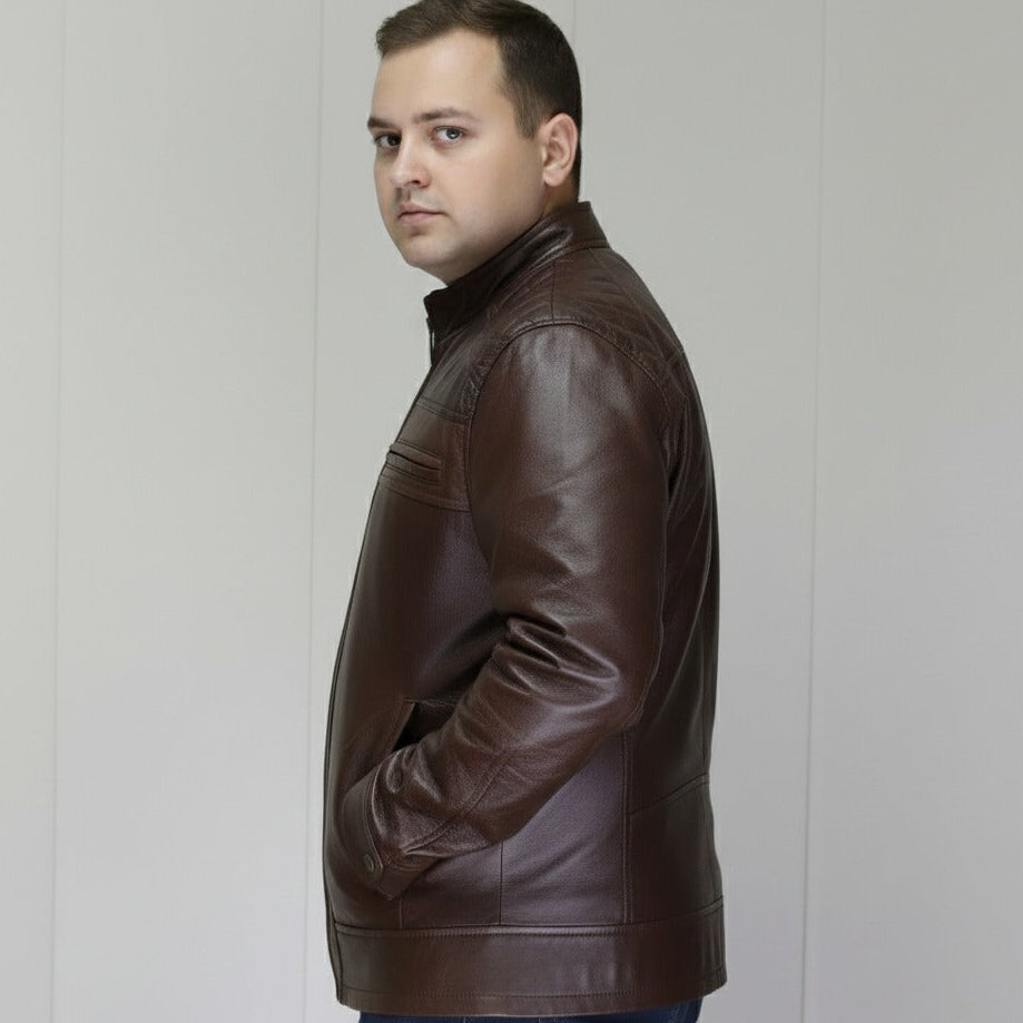 Terry Brown Lambskin Soft Biker Jacket