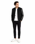 The Apex | Men's Black Plain Suede Hybrid Bomber Jacket