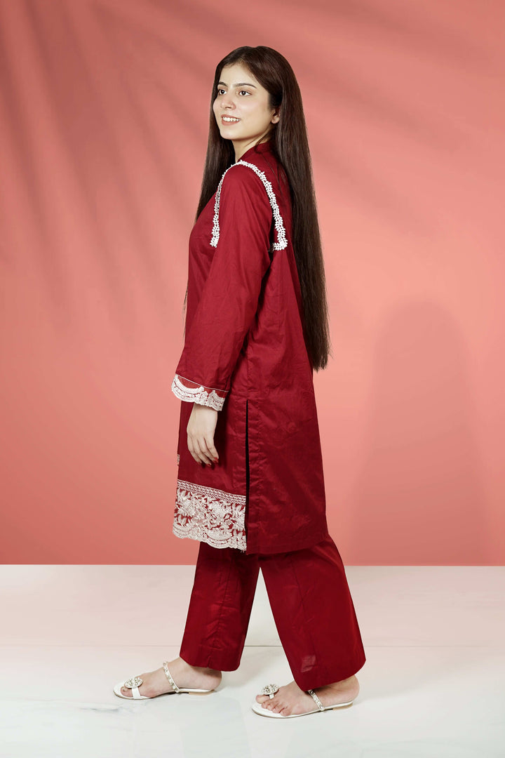 2 Piece Cotton Embroidered Suit