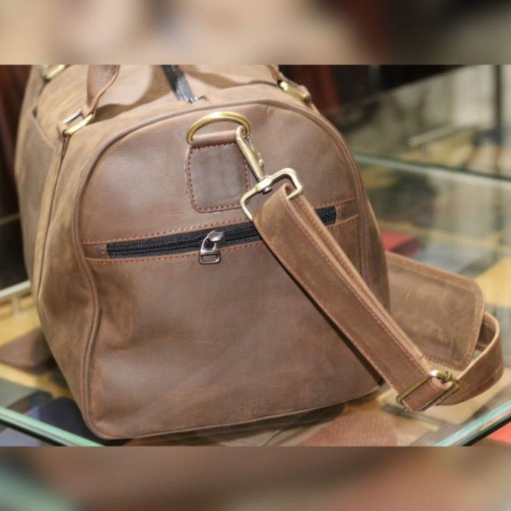 Vintage Brown Crazy Horse Leather Duffle Bag