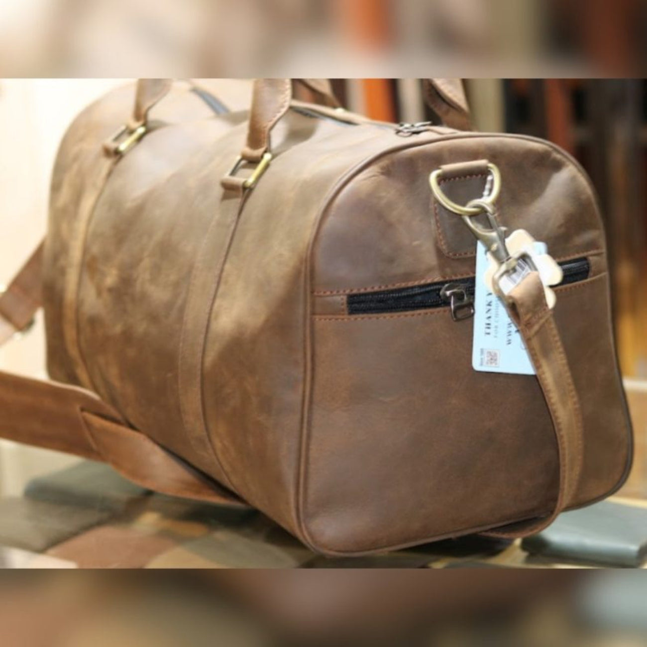 Vintage Brown Crazy Horse Leather Duffle Bag