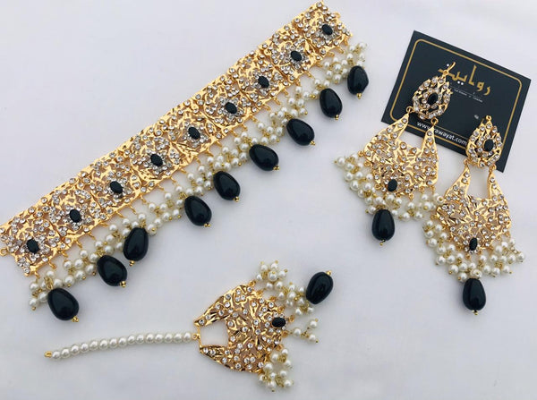 Hyderabadi Choker Set-11 (Black) Rawayat