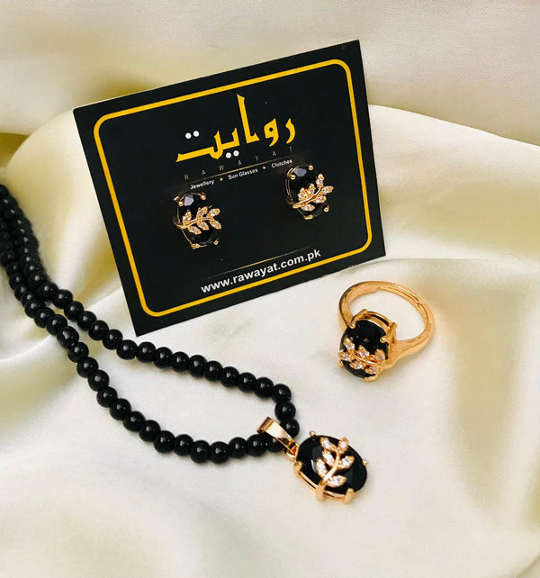 Zircon Mala Set-02 (Black) Rawayat