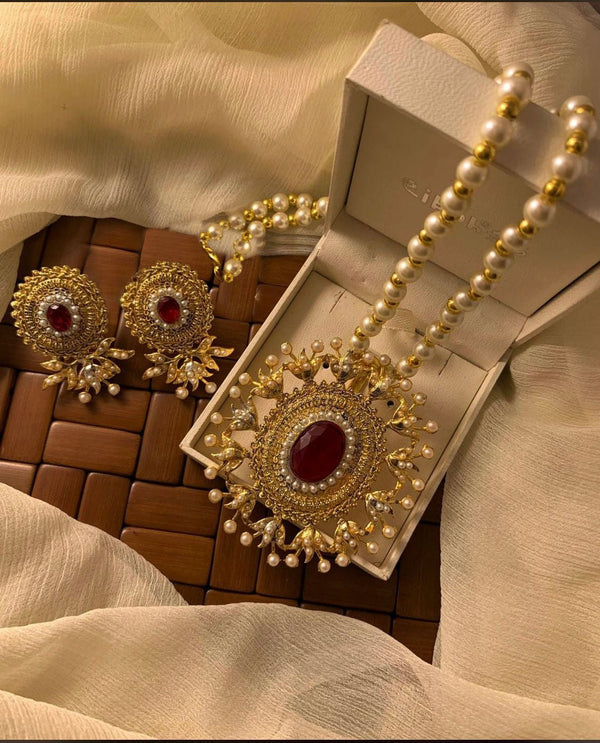 HANINA Locket Set (Maroon) Rawayat