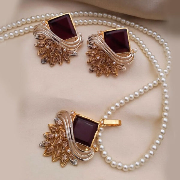 AYRA Locket Set (Maroon) Rawayat
