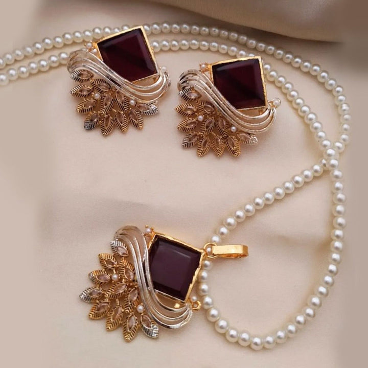 AYRA Locket Set (Maroon) Rawayat
