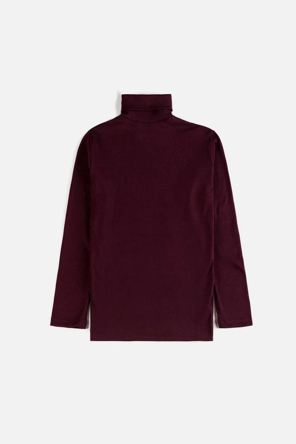 Tommy Rib Cotton Turtle Neck Sweat – Maroon