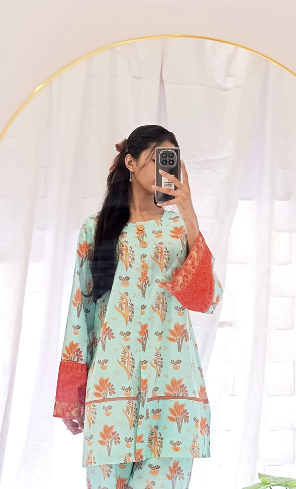 2 Piece Lawn Embroidered  Co- Ord Set