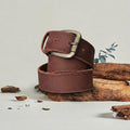 Brown Stitched Leather Belt – Buffalo Hide