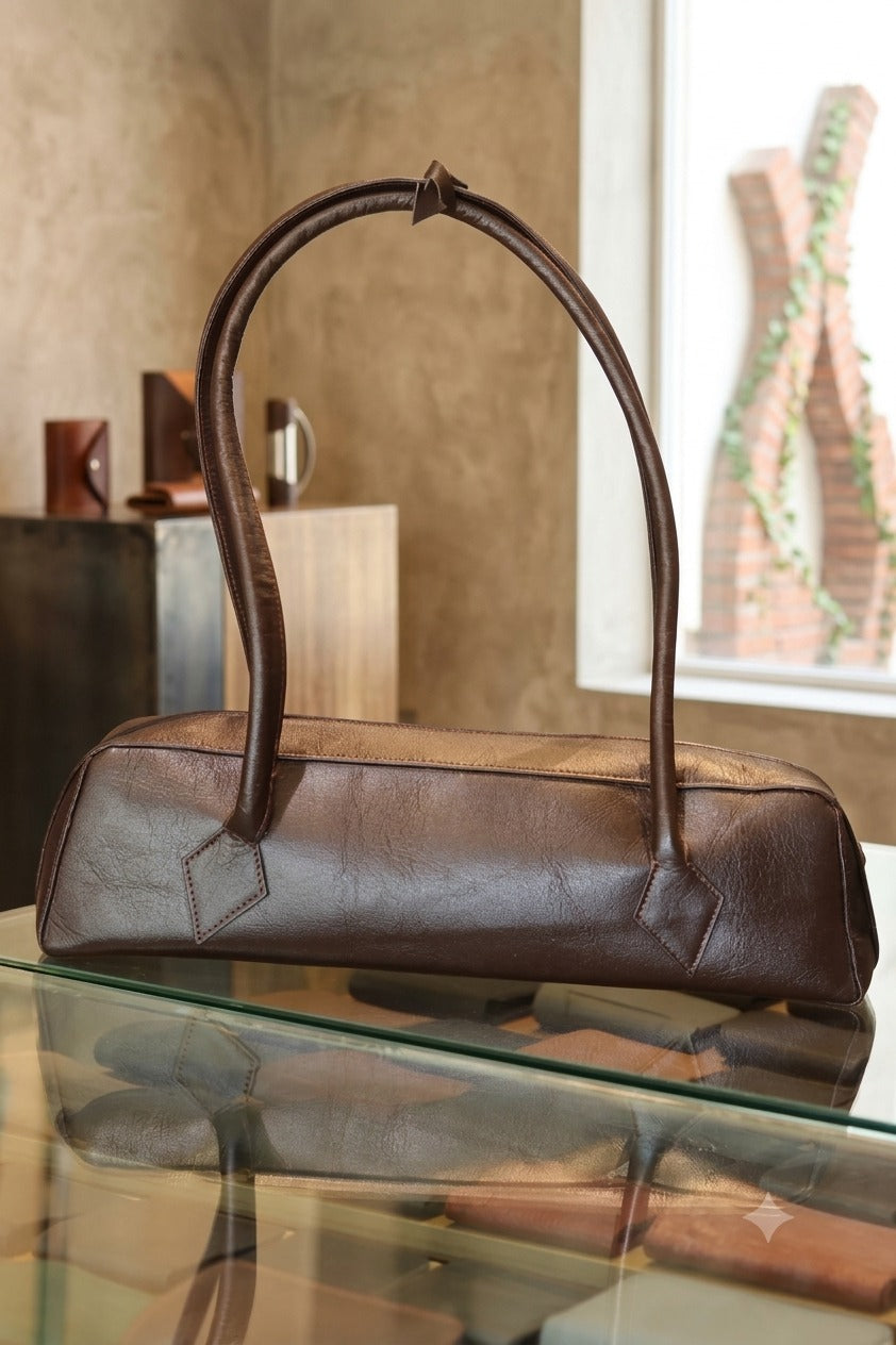 Le Teckel Brown Leather Underarm Bag