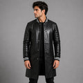 Black Leather Varsity Coat
