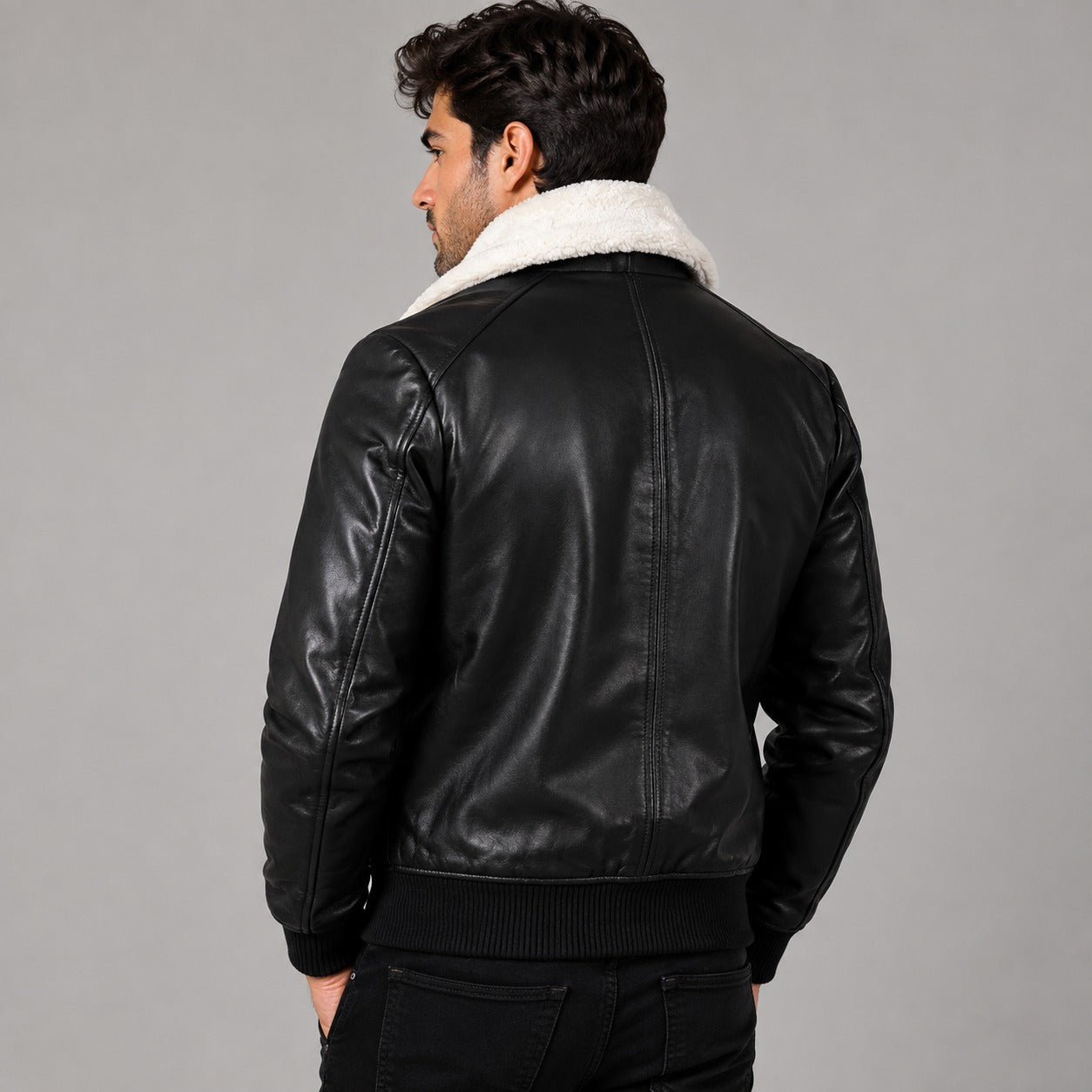 Collar Fur Leather Jacket