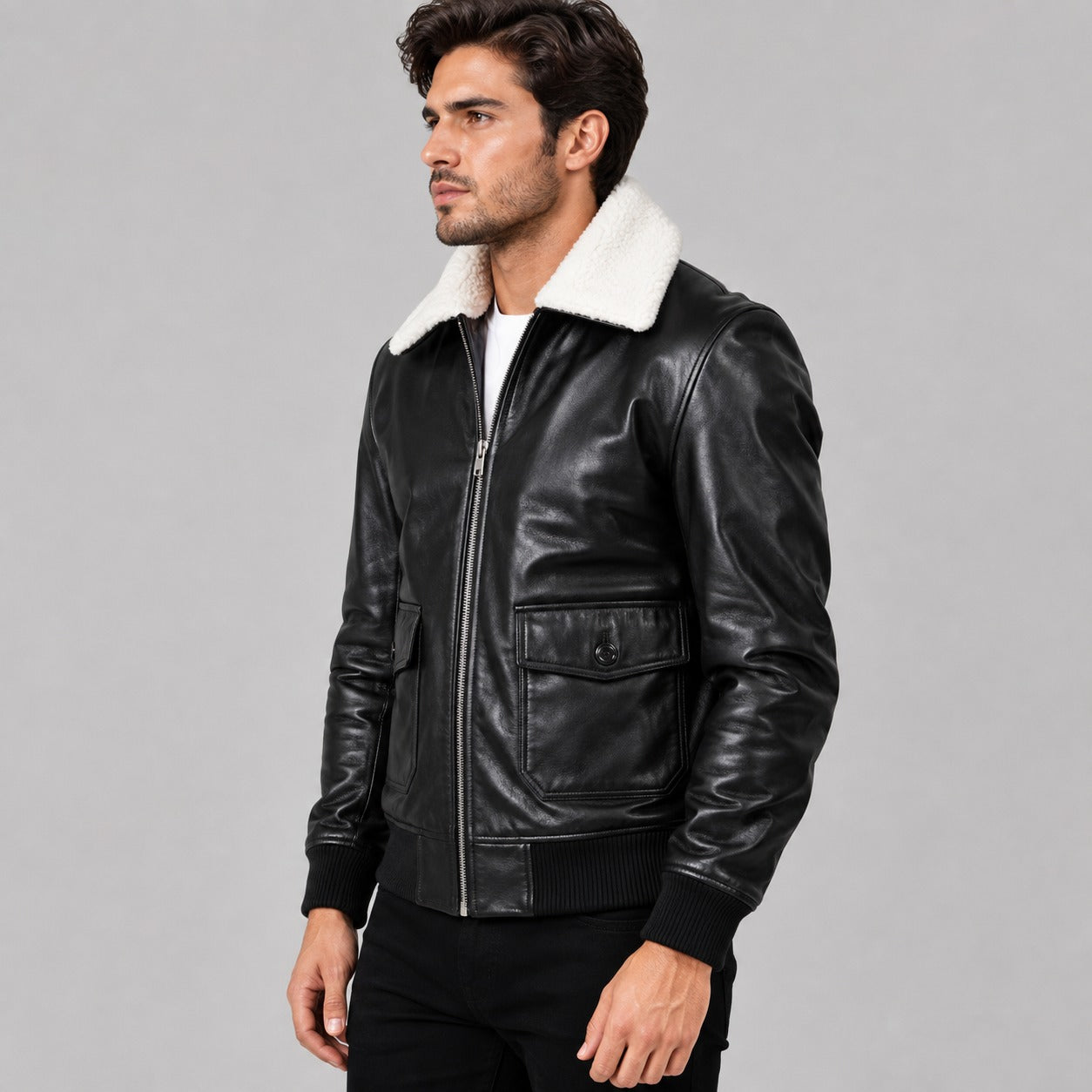 Collar Fur Leather Jacket