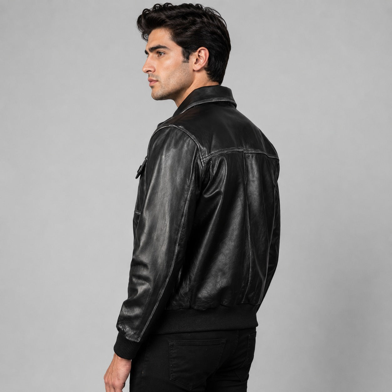 Aaron Leather Bomber Jacket