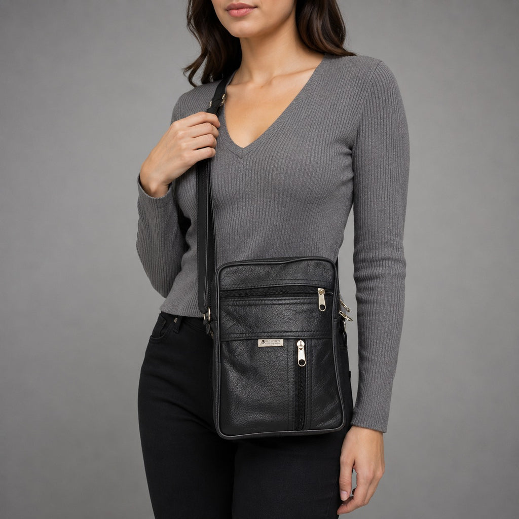 Black Leather Crossbody Bag