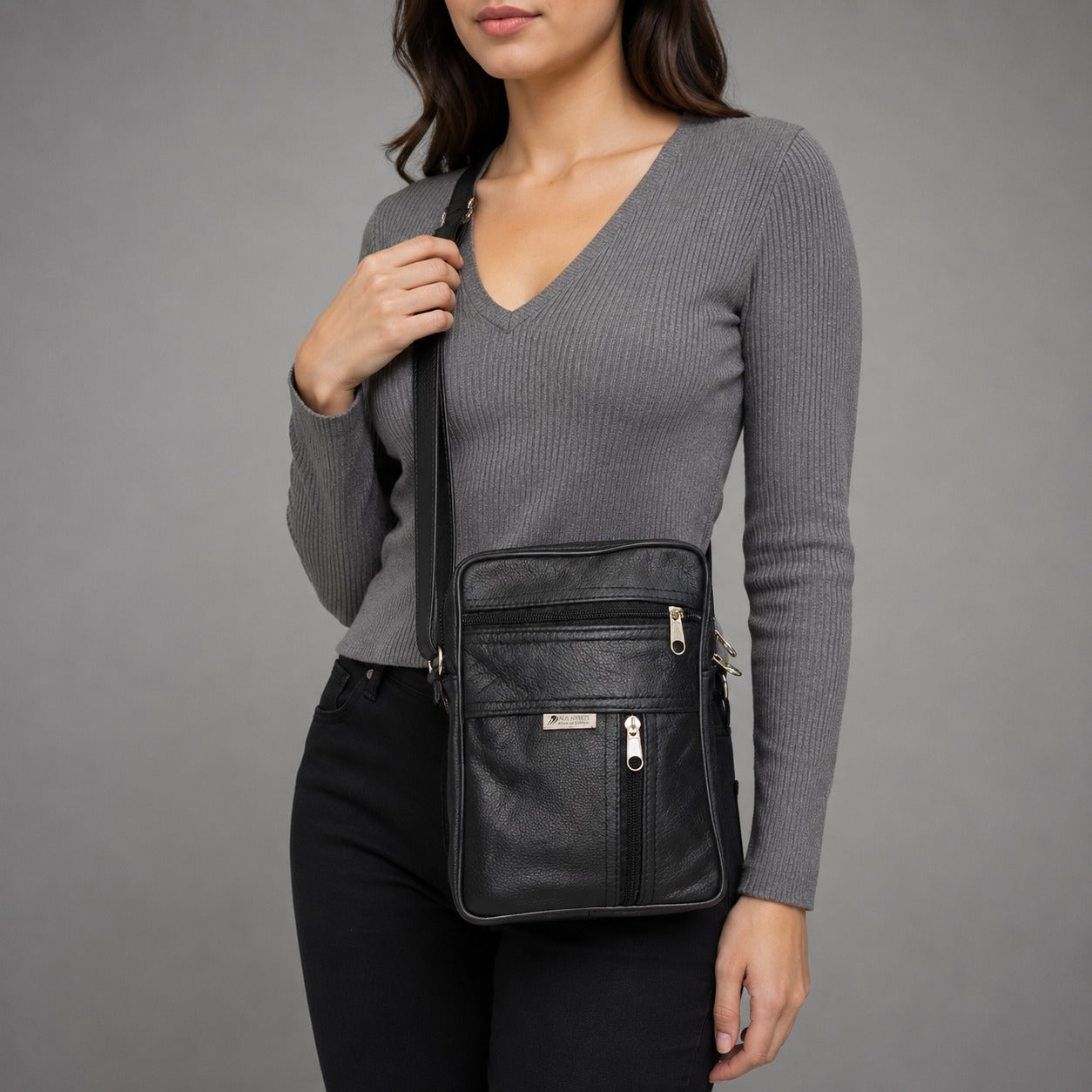 Black Leather Crossbody Bag