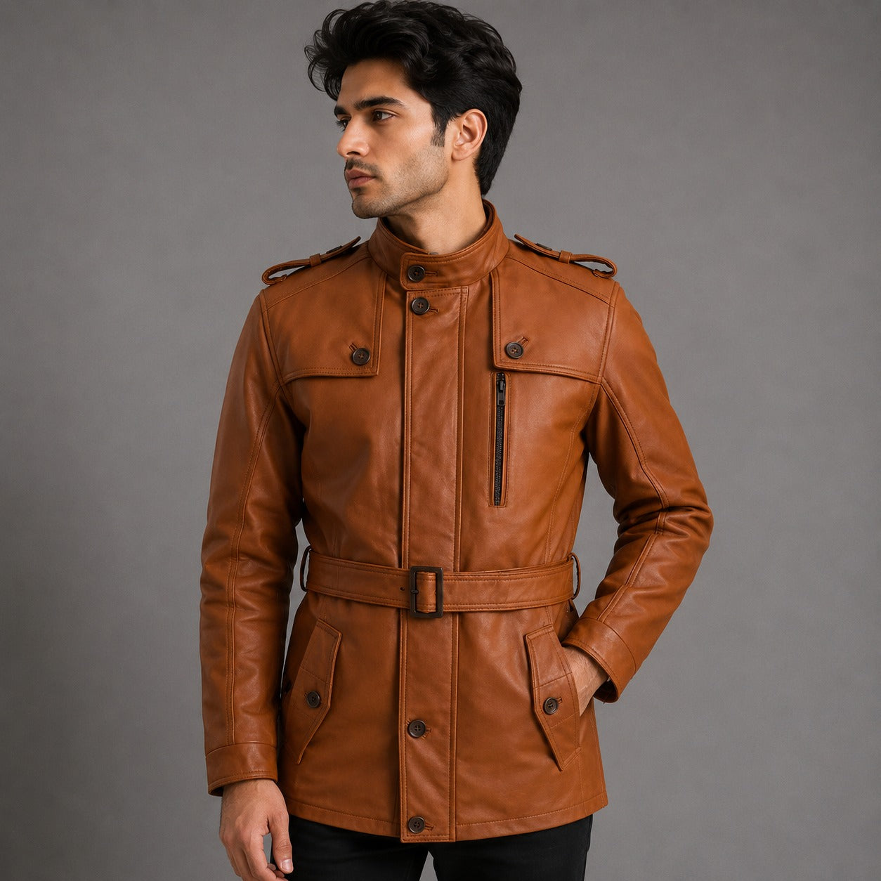 Fur Brown Leather Jacket