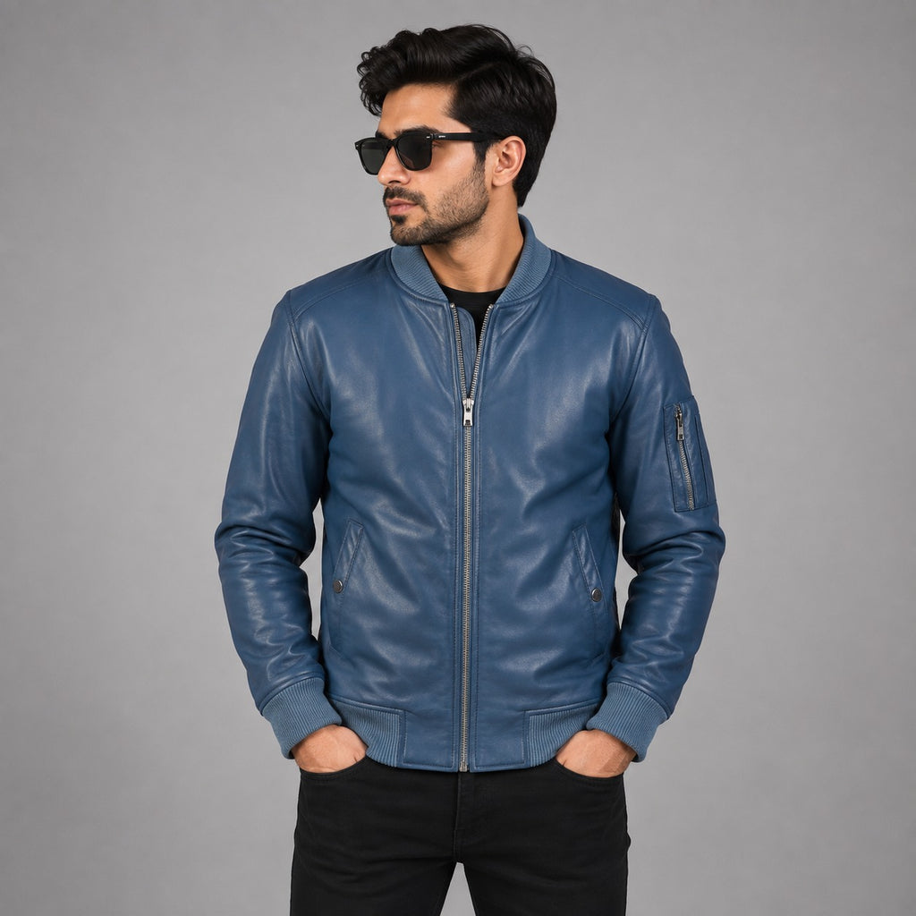 Blue Leather Jacket