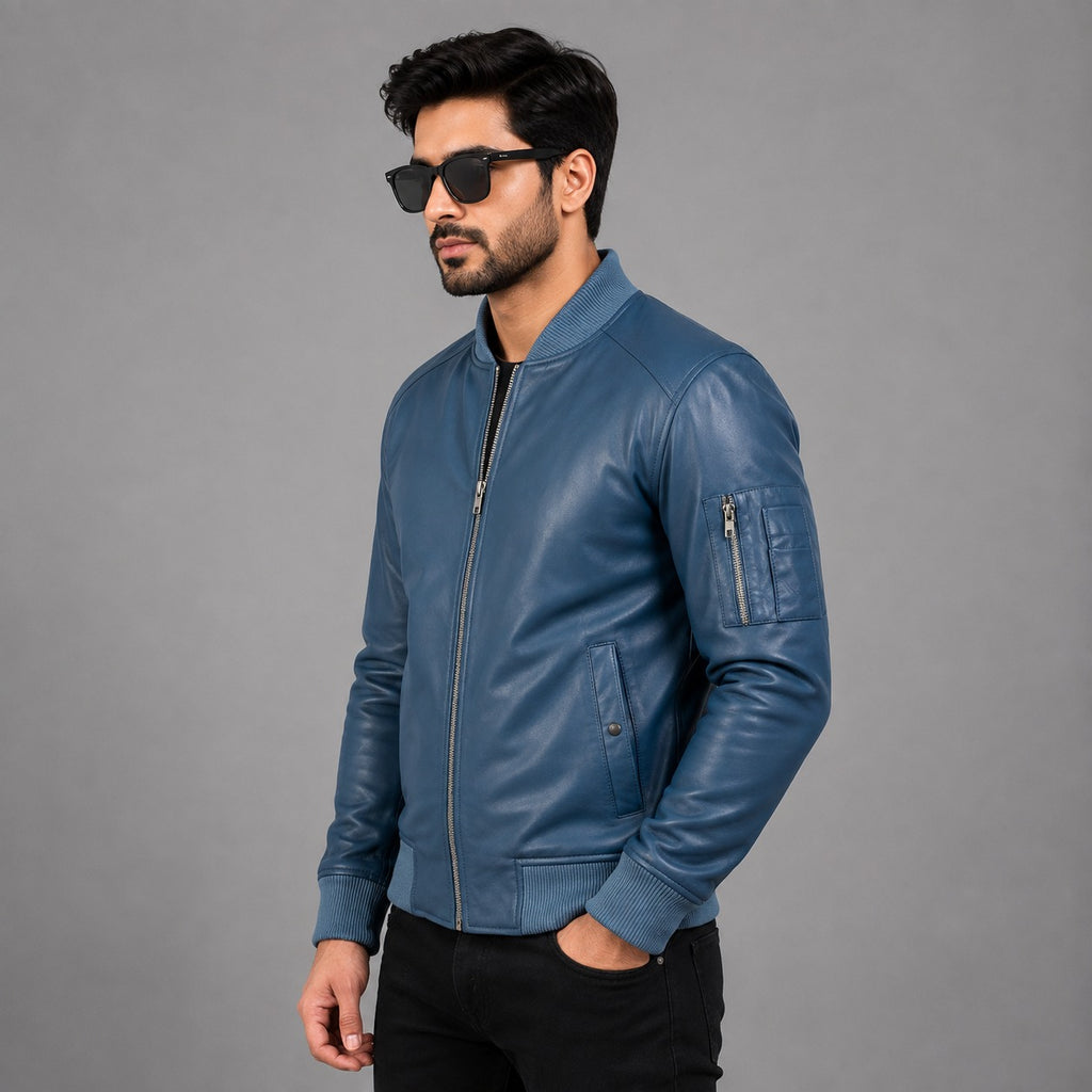 Blue Leather Jacket