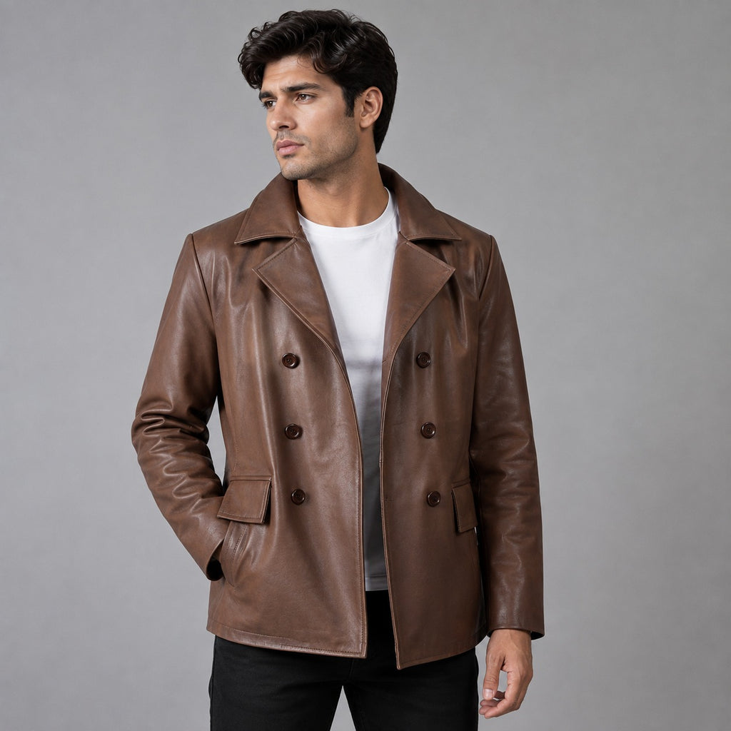 Leather Naval Peacoat