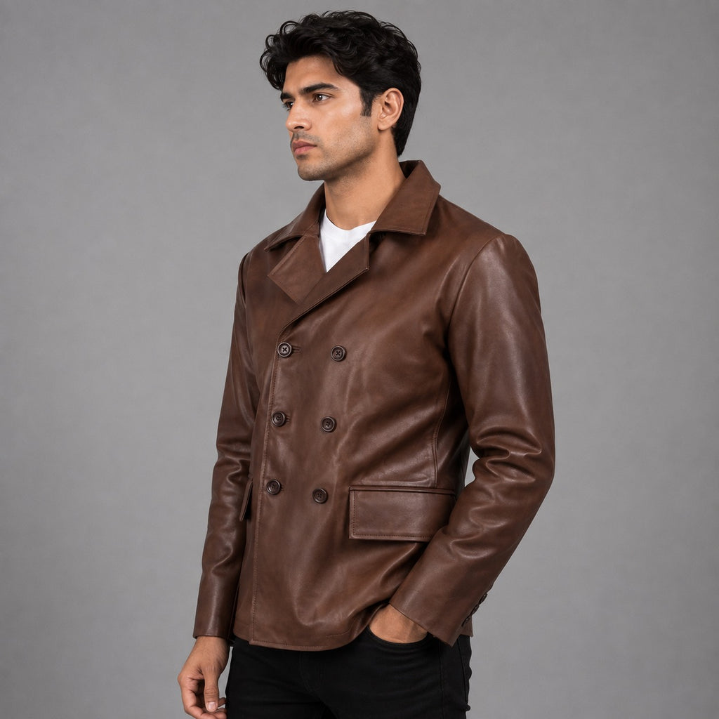 Leather Naval Peacoat