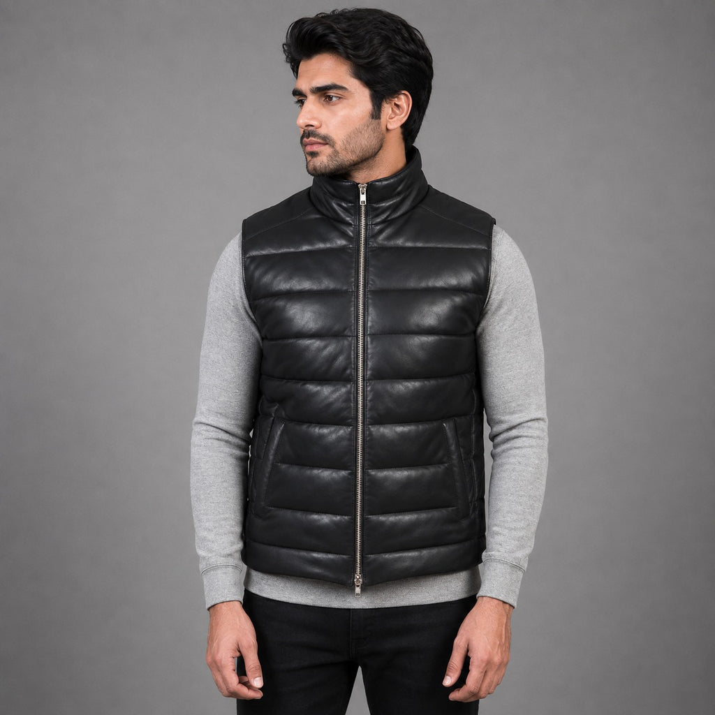 Leather Puffer Vest