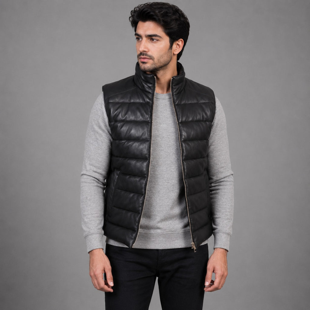 Leather Puffer Vest