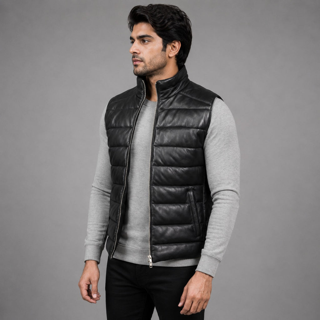 Leather Puffer Vest