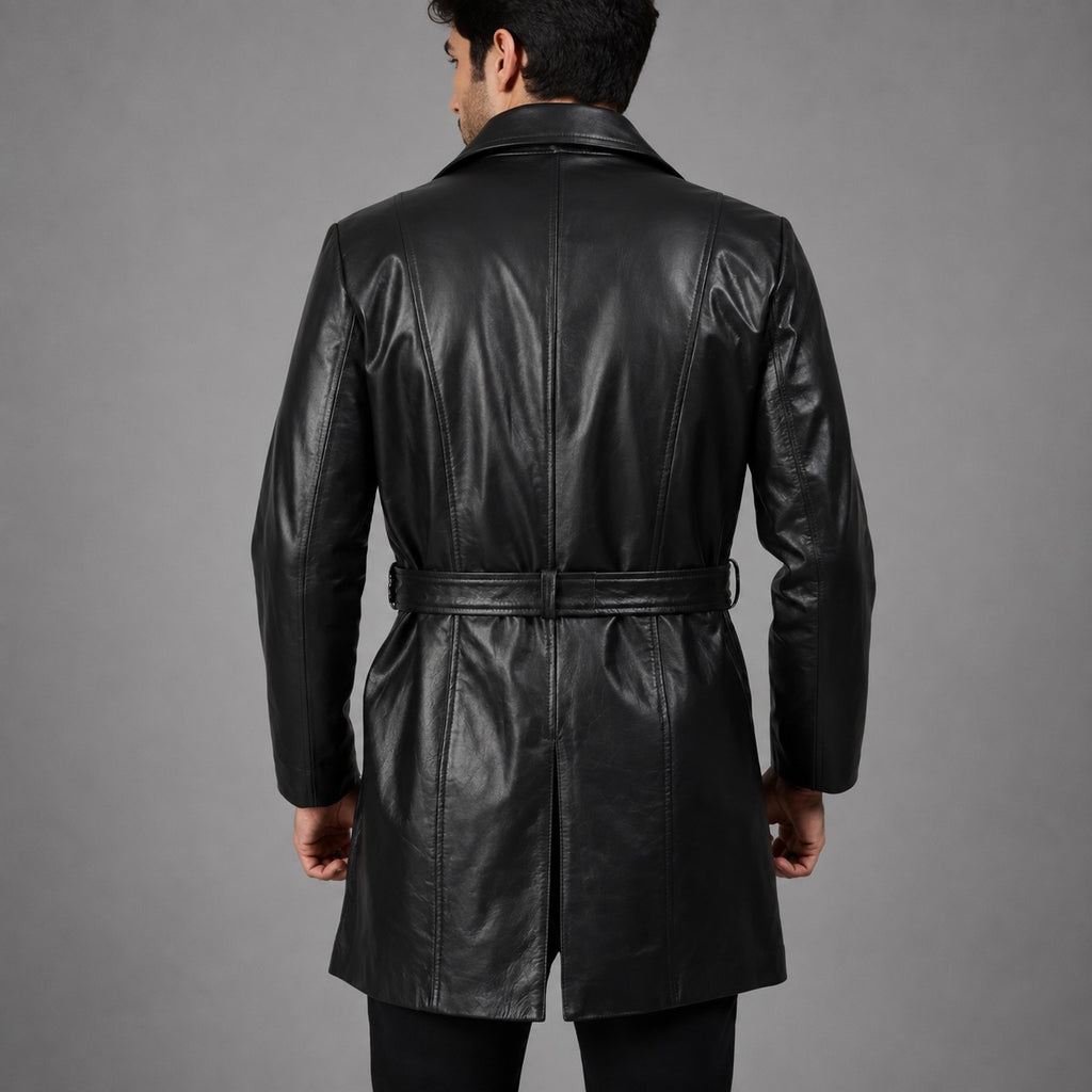 Jordan Black Leather Coat