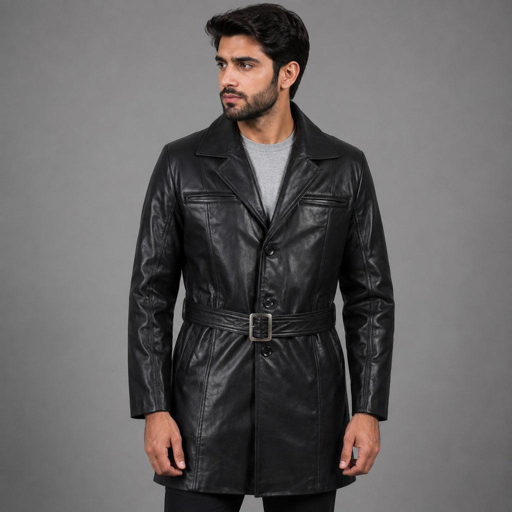 Jordan Black Leather Coat