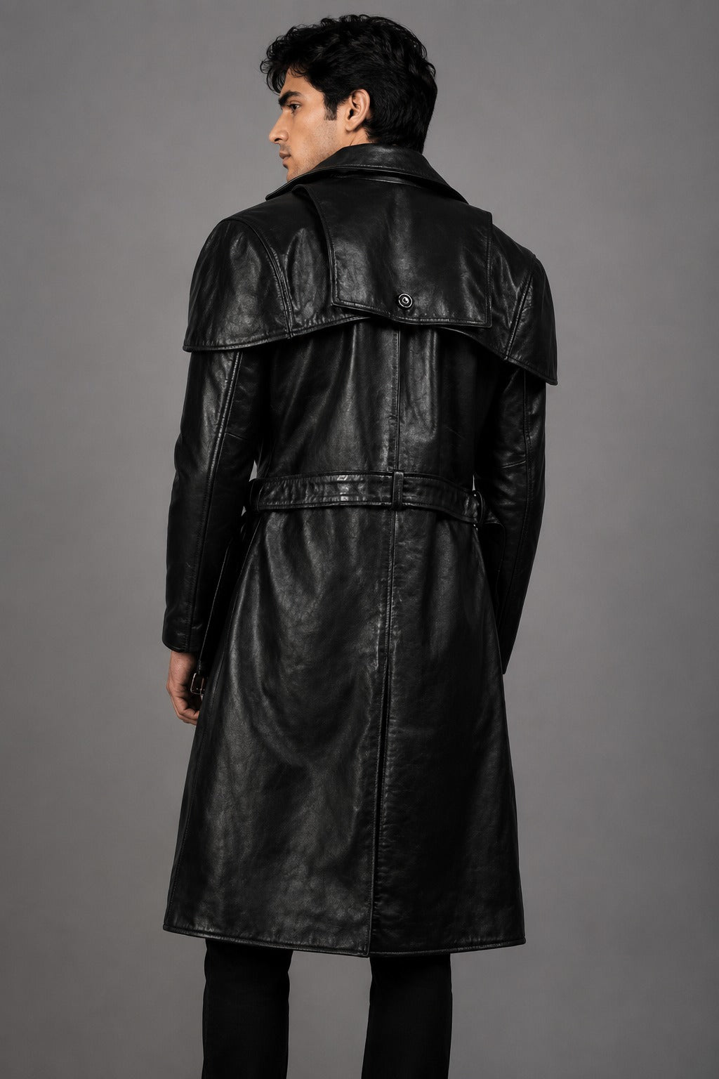 Black Leather Trench Coat