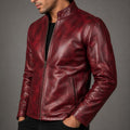 Distressed Burgundy Leather Jacket