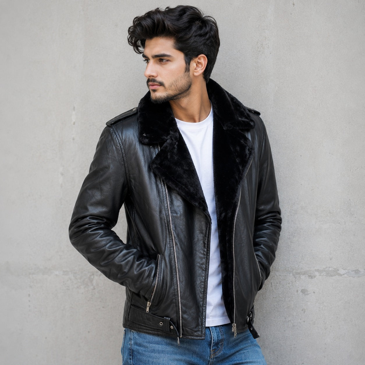 Shearling Biker Jacket
