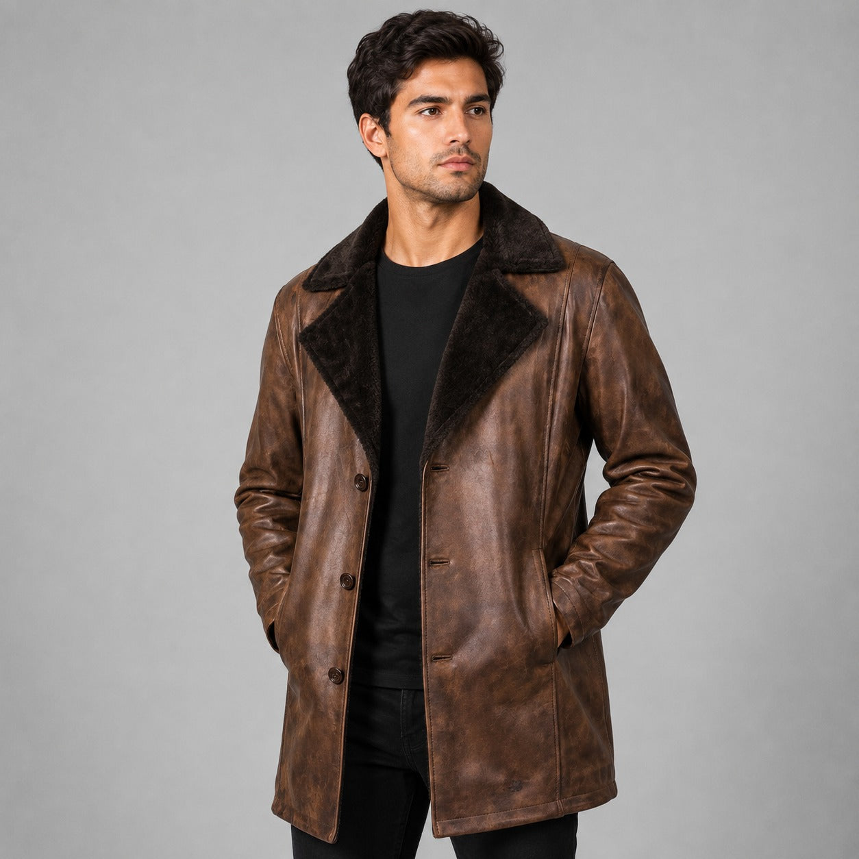 Leather Shearling Coat