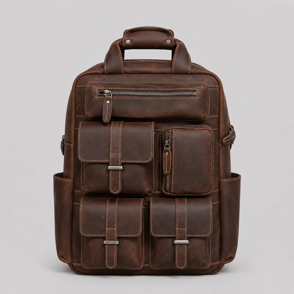 Genuine Leather Canvas Retro Backpacks | Laptop Shoulder Bags