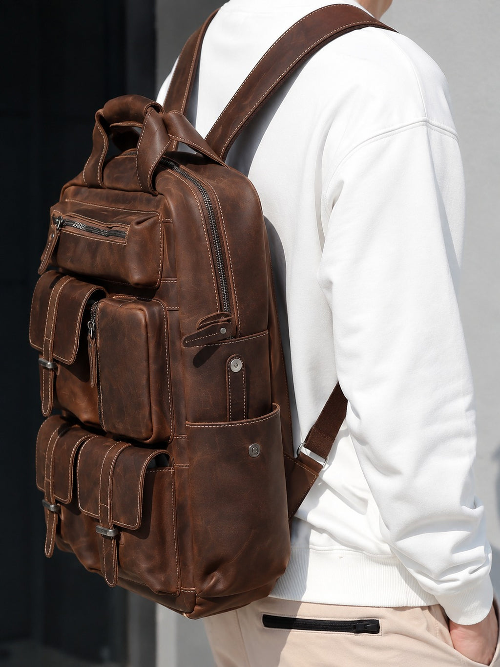 Genuine Leather Canvas Retro Backpacks | Laptop Shoulder Bags