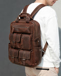 Genuine Leather Canvas Retro Backpacks | Laptop Shoulder Bags