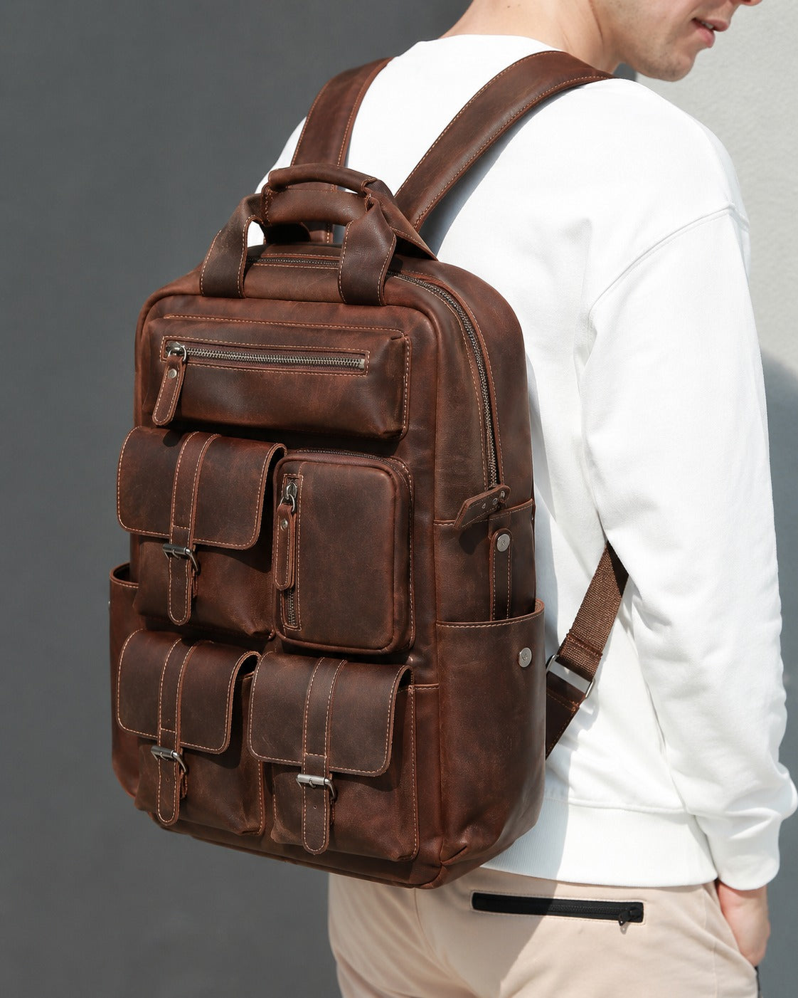 Genuine Leather Canvas Retro Backpacks | Laptop Shoulder Bags