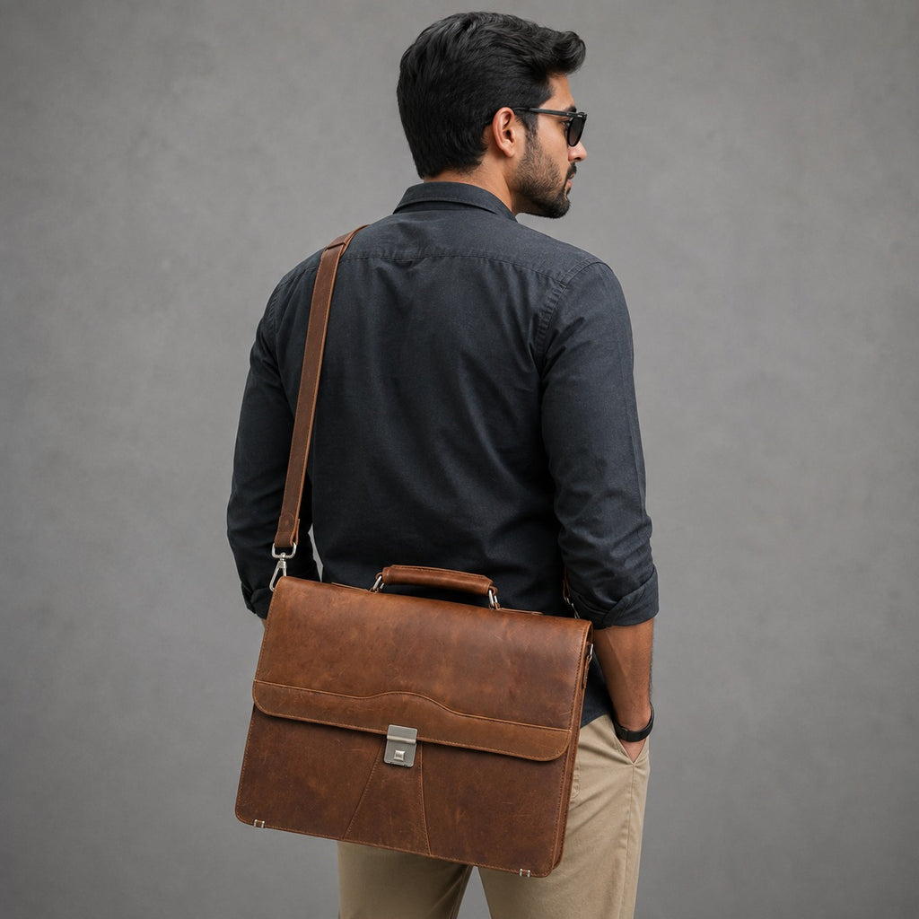 Crazy Horse Leather Laptop Bag