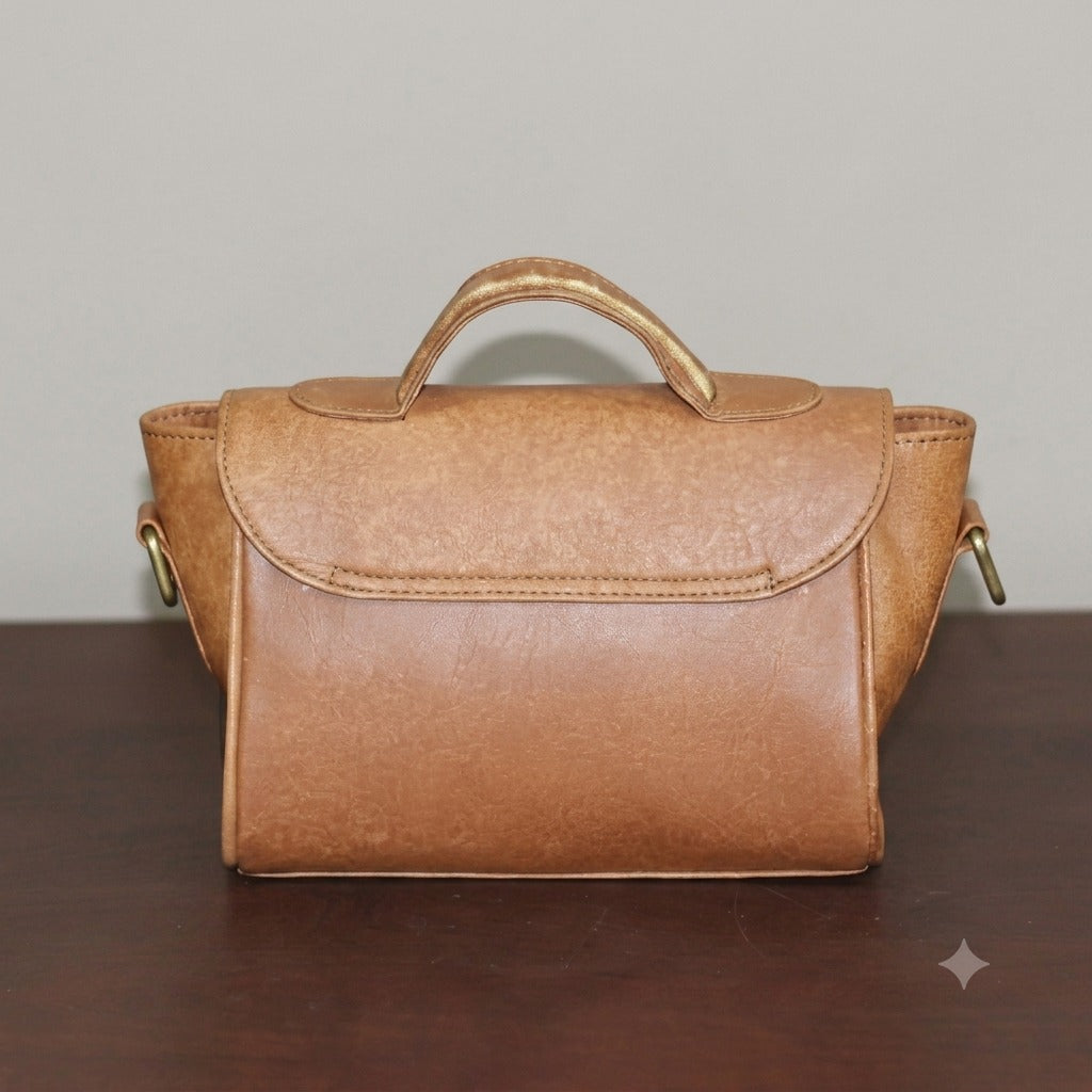 Oriental Brown Pure Leather Flap Bag
