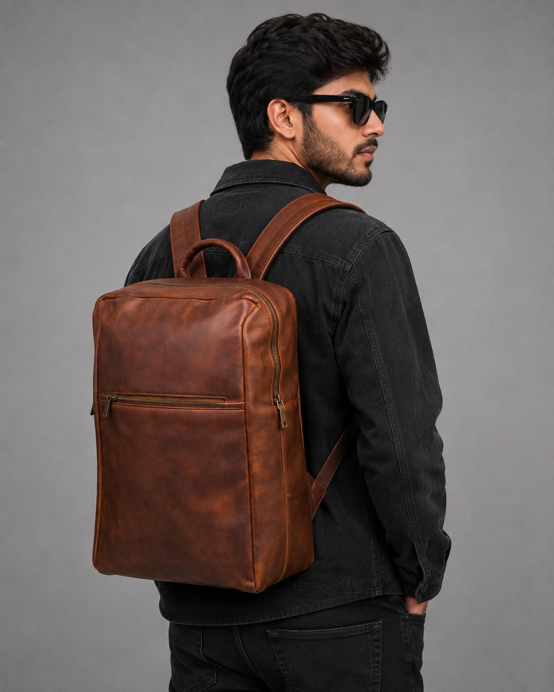 Brown Leather Backpack