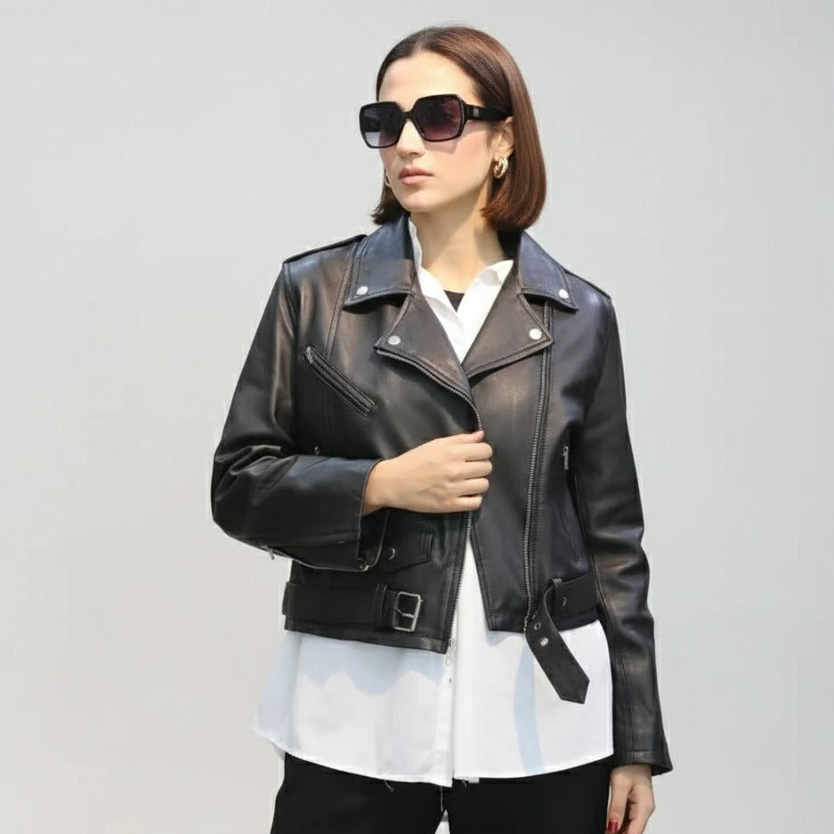 Women’s Sheep Leather Biker Jacket