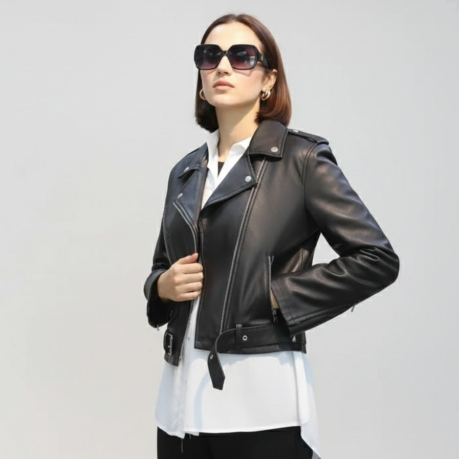Women’s Sheep Leather Biker Jacket