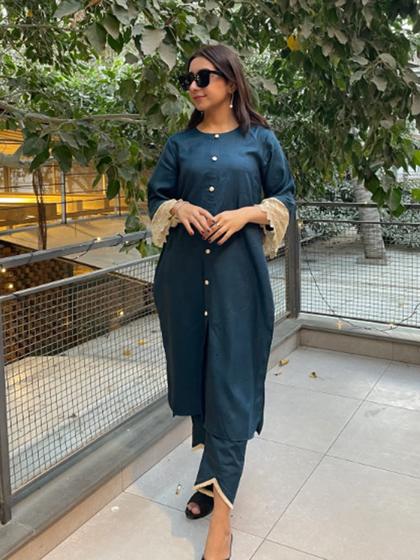 2 Piece Cotton Embroidered Suit