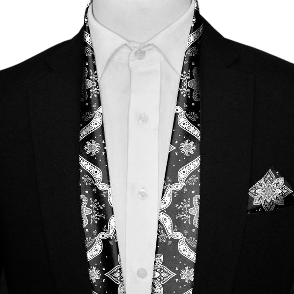 Men's Neck Scarf | Silk Neck Scarf  | Black Wolf