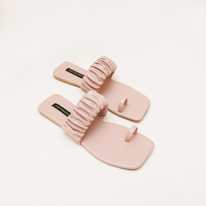 Aloha Ruffle Slides (Nude) - Jooti Shooti