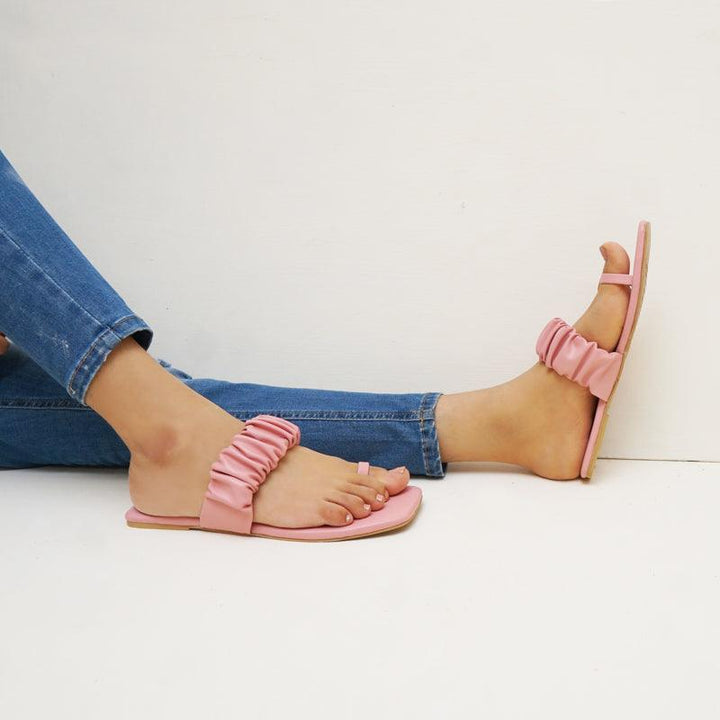 Aloha Ruffle Slides (Pink) - Jooti Shooti