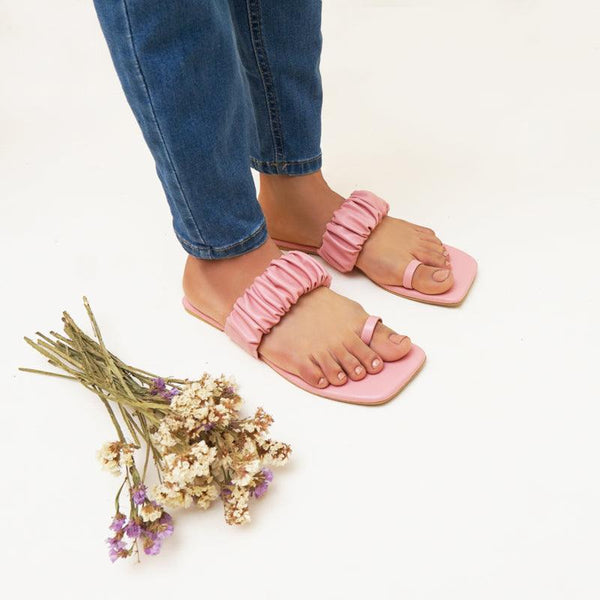 Aloha Ruffle Slides (Pink) - Jooti Shooti