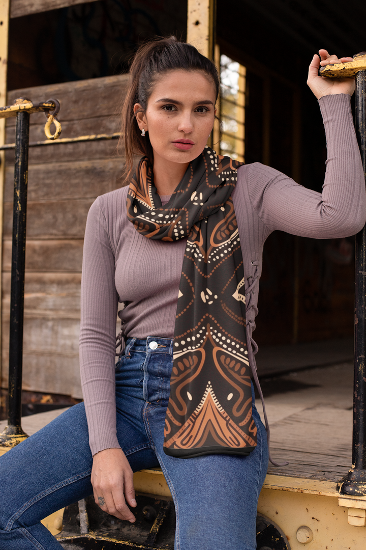 AFRICAN ART SILK WOMEN SCARF – PREMIUM COLLECTION Black Wolf